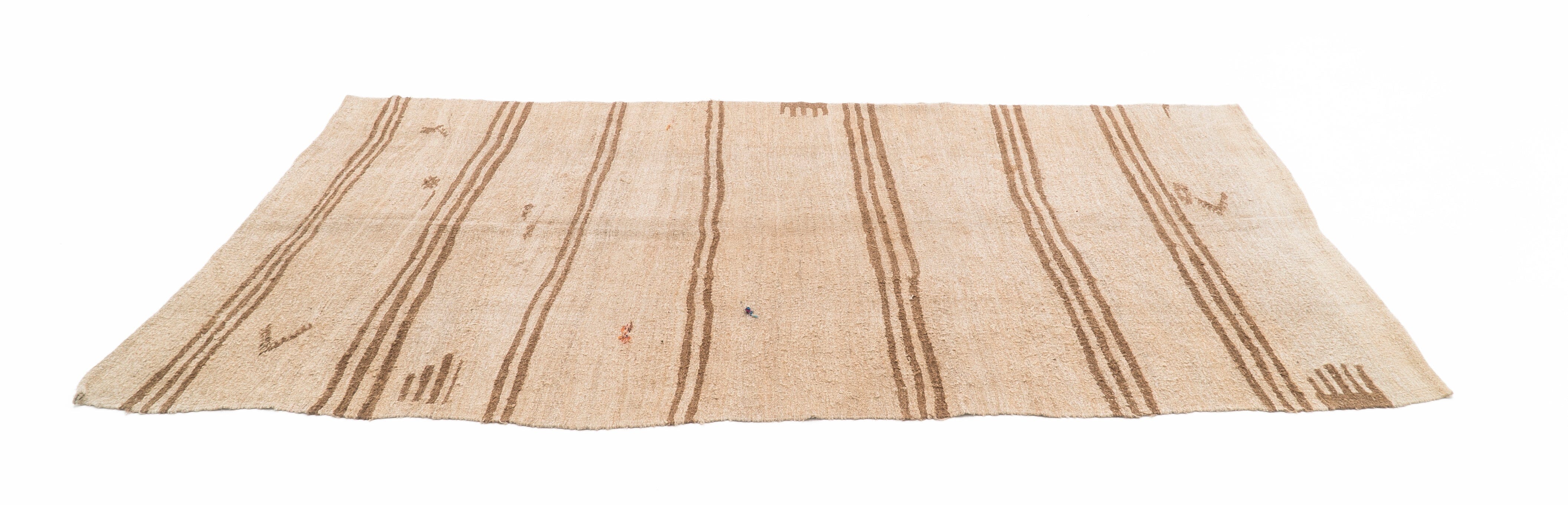 Vintage Rustic Pure Hemp Rug - Inland Aegean Region Vintage Rug Rob's Special Collection
