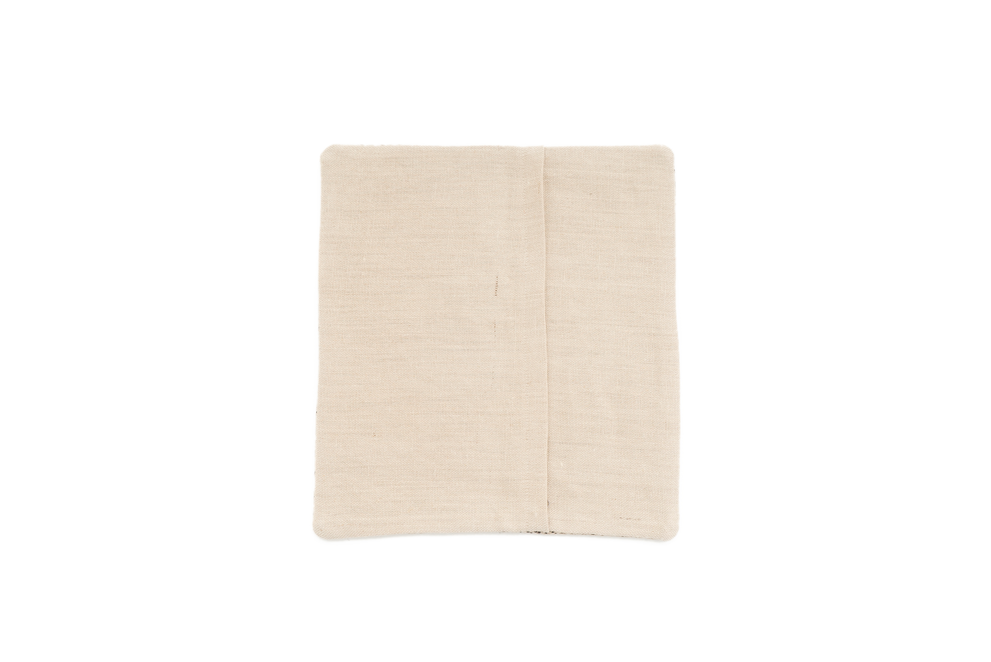 Artisan handwoven hemp pillow, beige, diamond design, eco-conscious home decor.