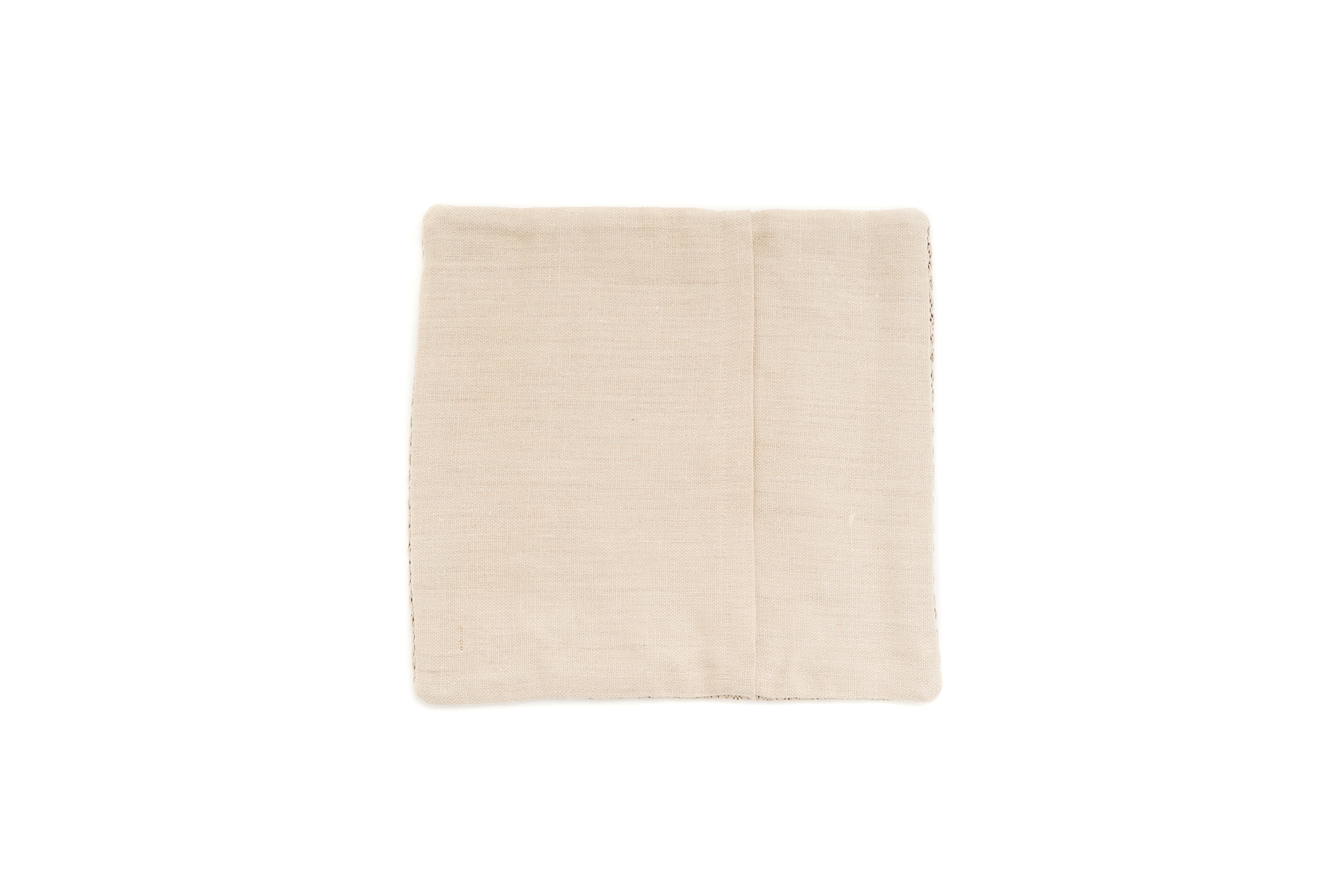 Artisan hemp pillow case, chevron pattern, beige, eco-friendly, 17x17 inches.