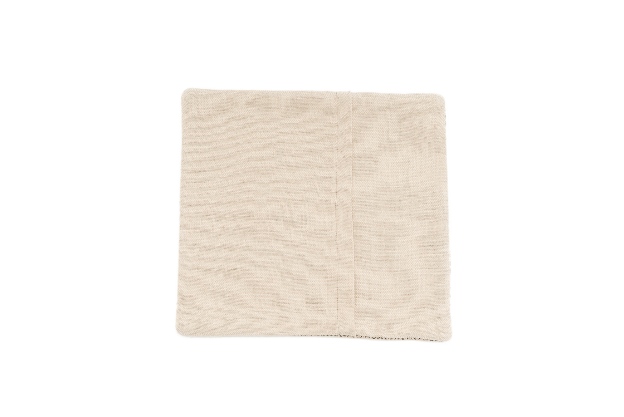 Sustainable Romanian hemp pillow case, handwoven, chevron design in beige and black.