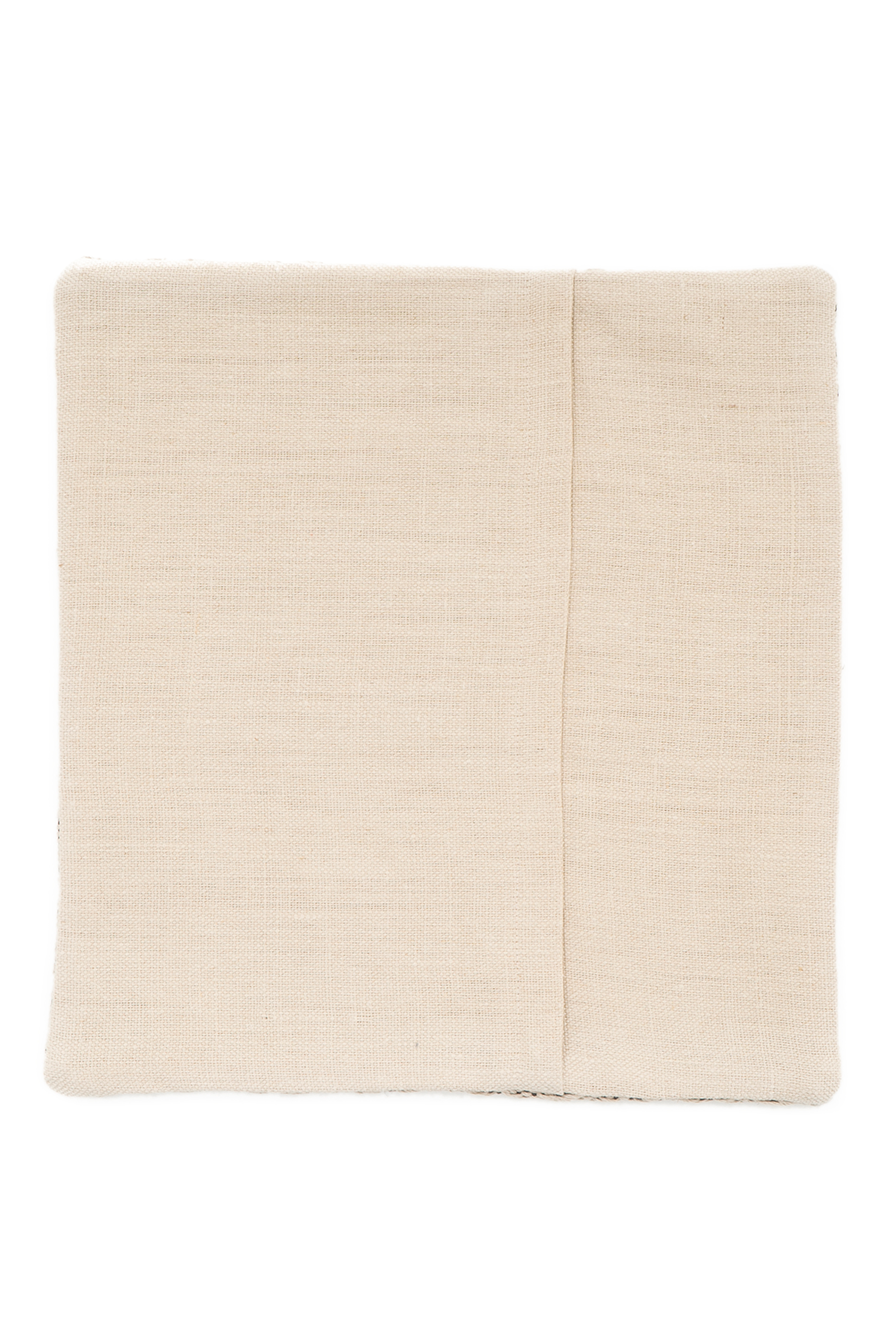 Sustainable Romanian hemp pillow, handwoven, bohemian diamond design.