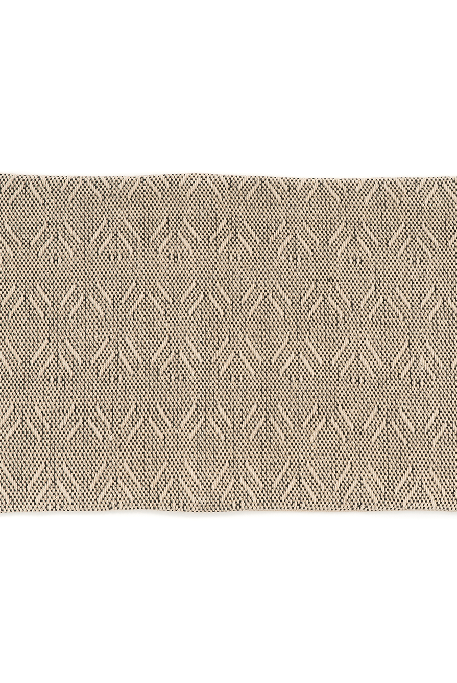Handwoven hemp pillow case with beige and brown bohemian chevron design.