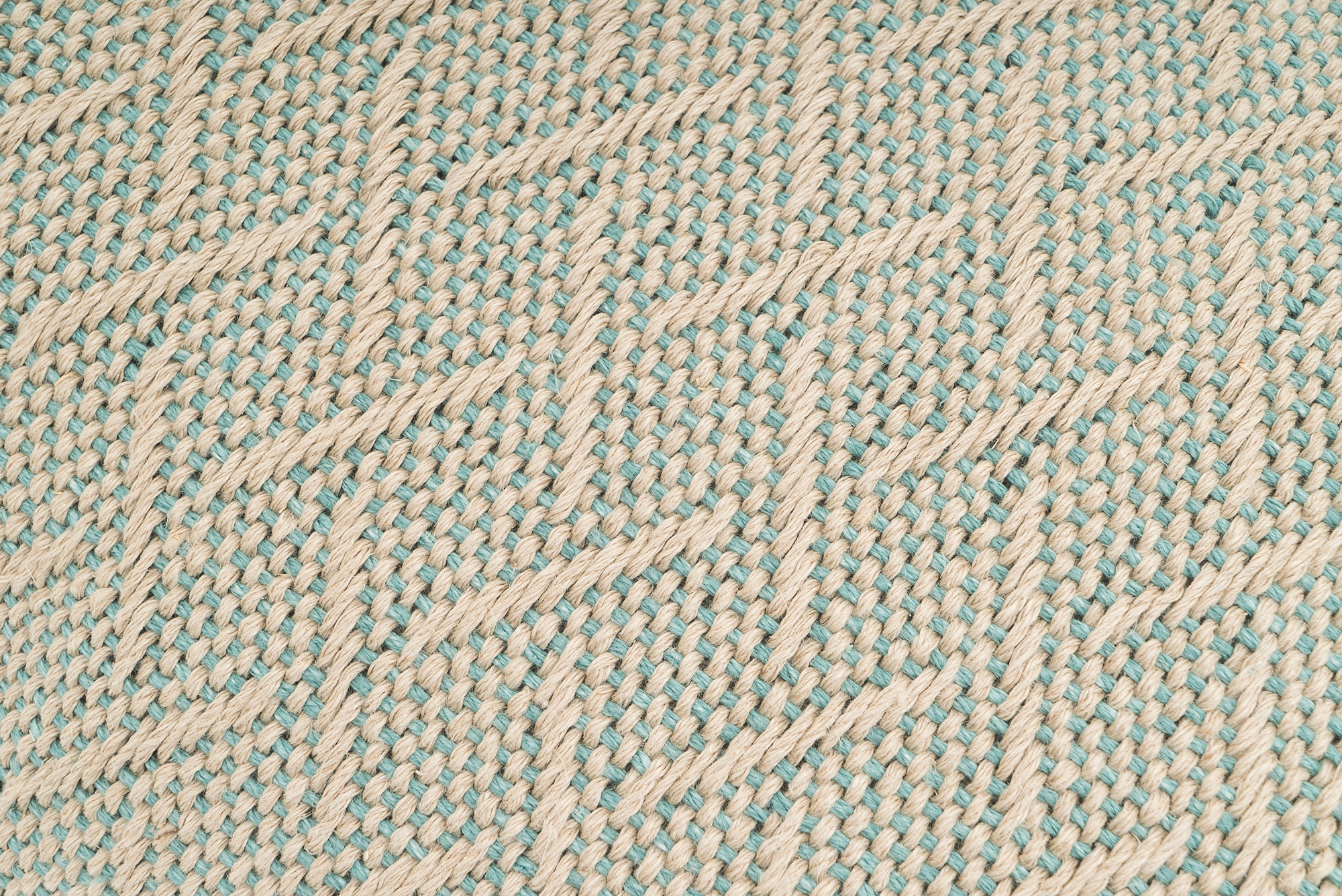 Eco-conscious hemp pillow cover, handcrafted, available in beige or light-blue.