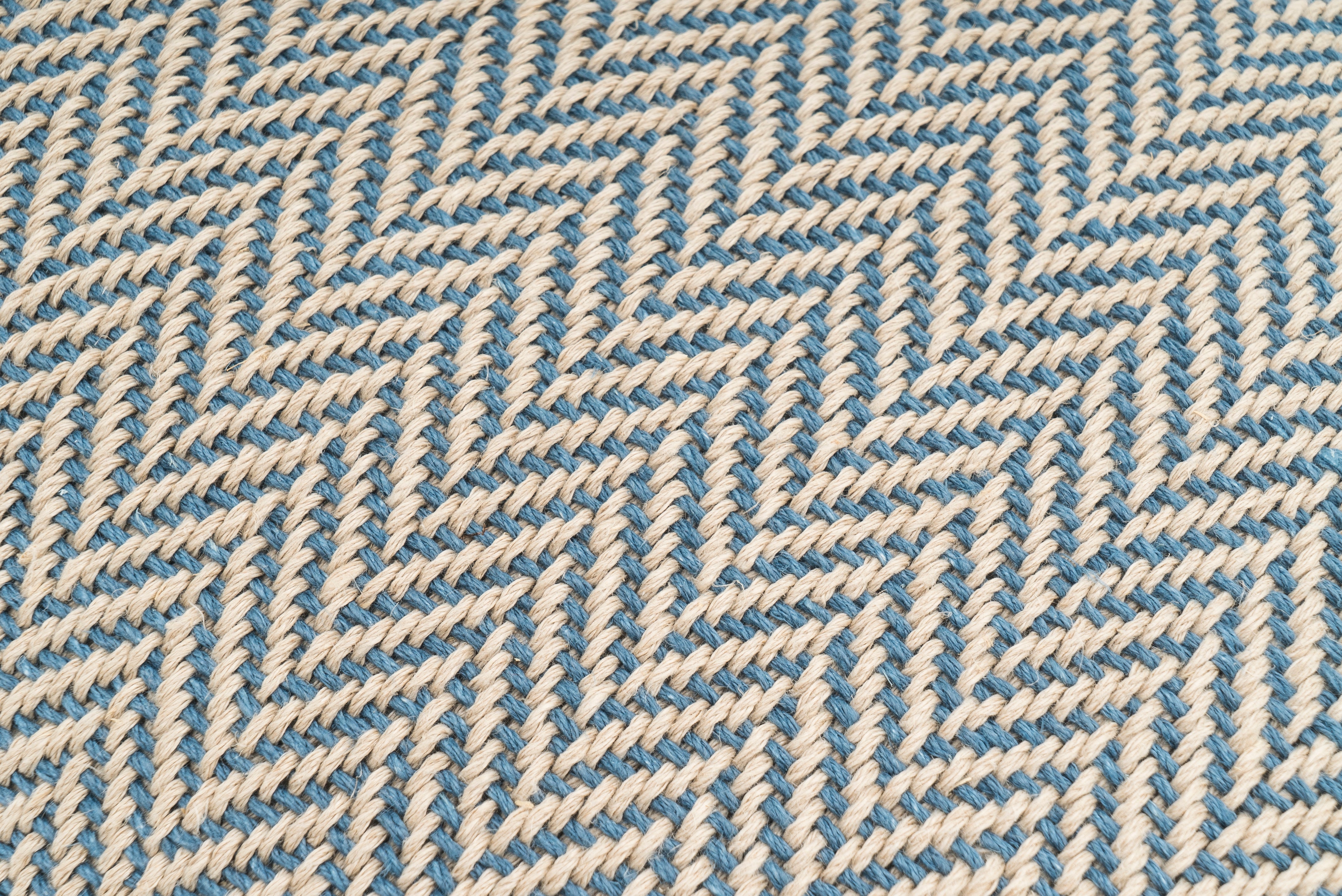 Artisan hemp pillowcase, sustainable Romanian yarn, beige with modern geometric motifs.