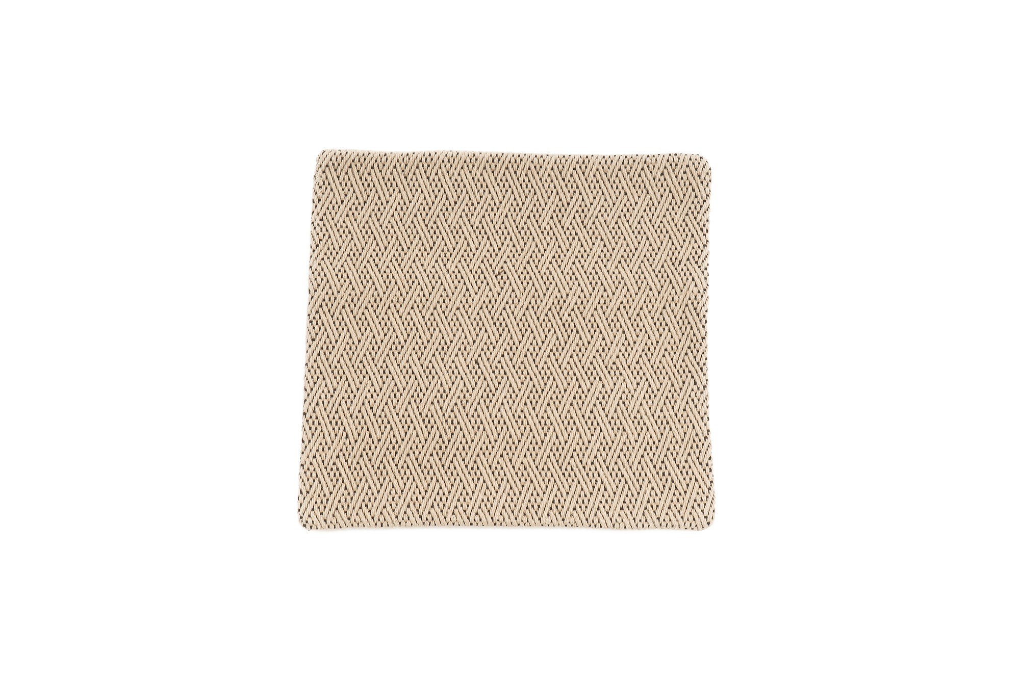 Handwoven hemp pillow case with rustic chevron and zigzag pattern in beige.