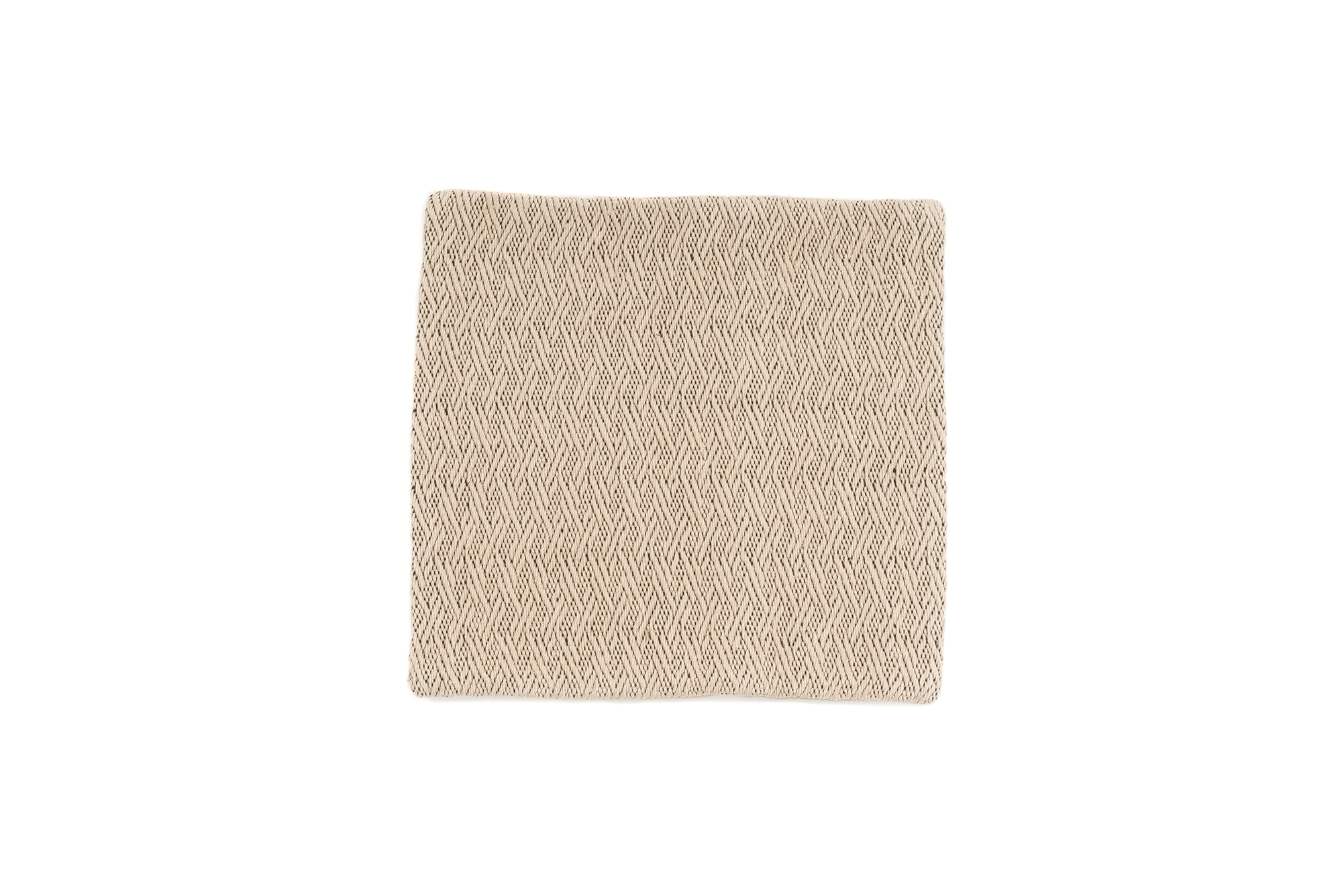 Handwoven hemp pillow case with chevron pattern, eco-friendly, beige, 17x17 inches.