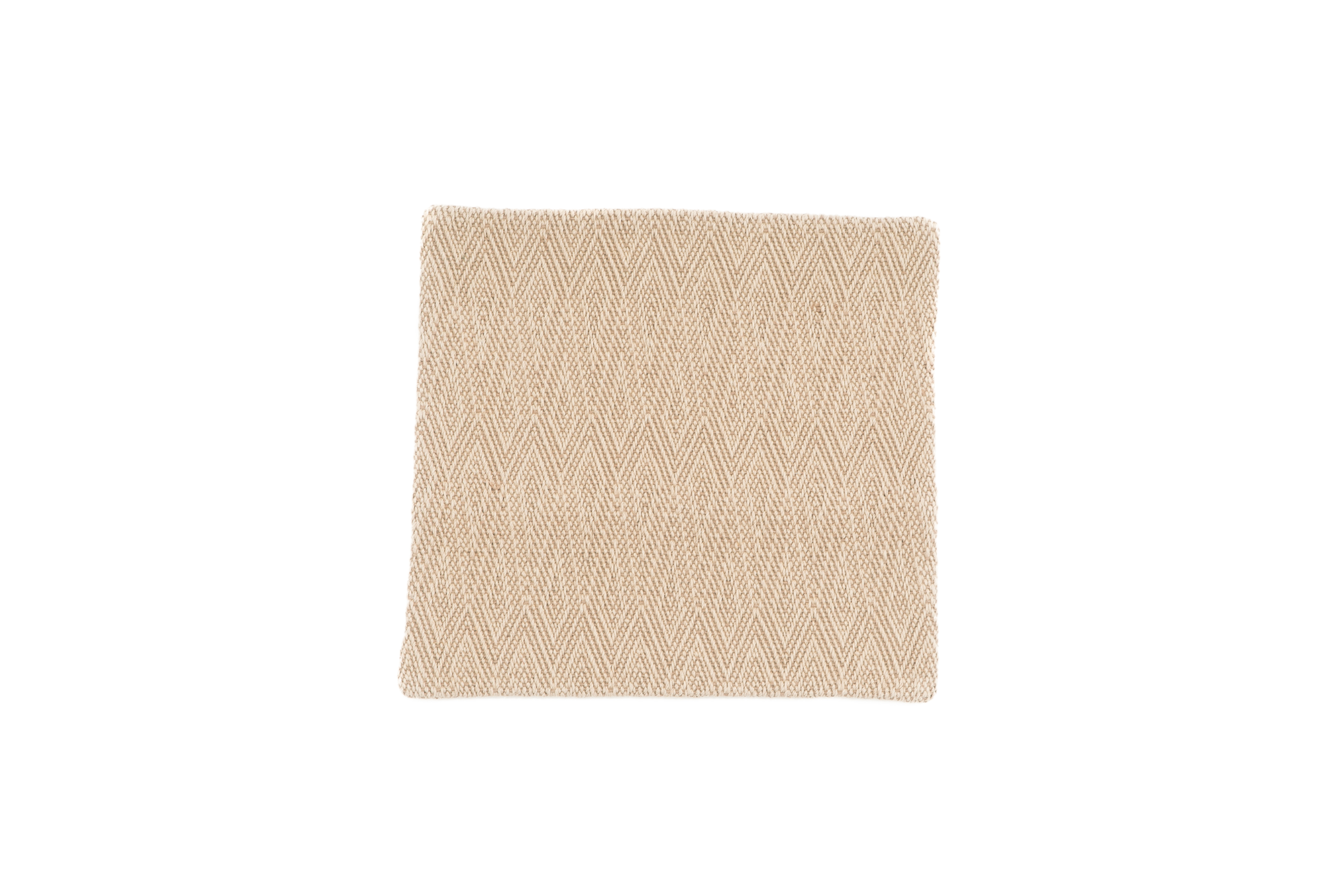 
Handwoven hemp pillow case with beige chevron design, eco-friendly and artisan-crafted.