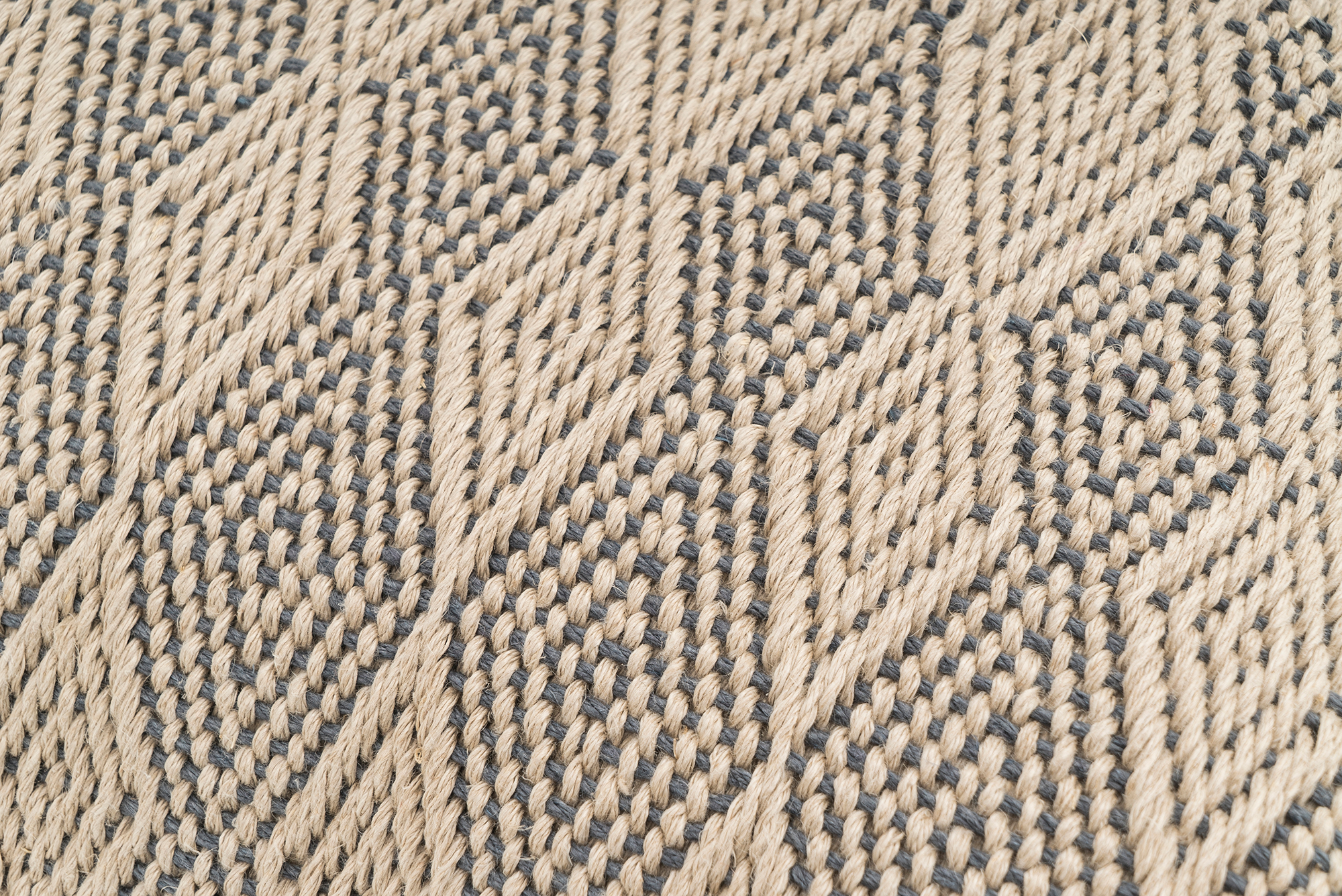 Artisan-crafted hemp pillow cover, beige diamond weave, supports vocational school.