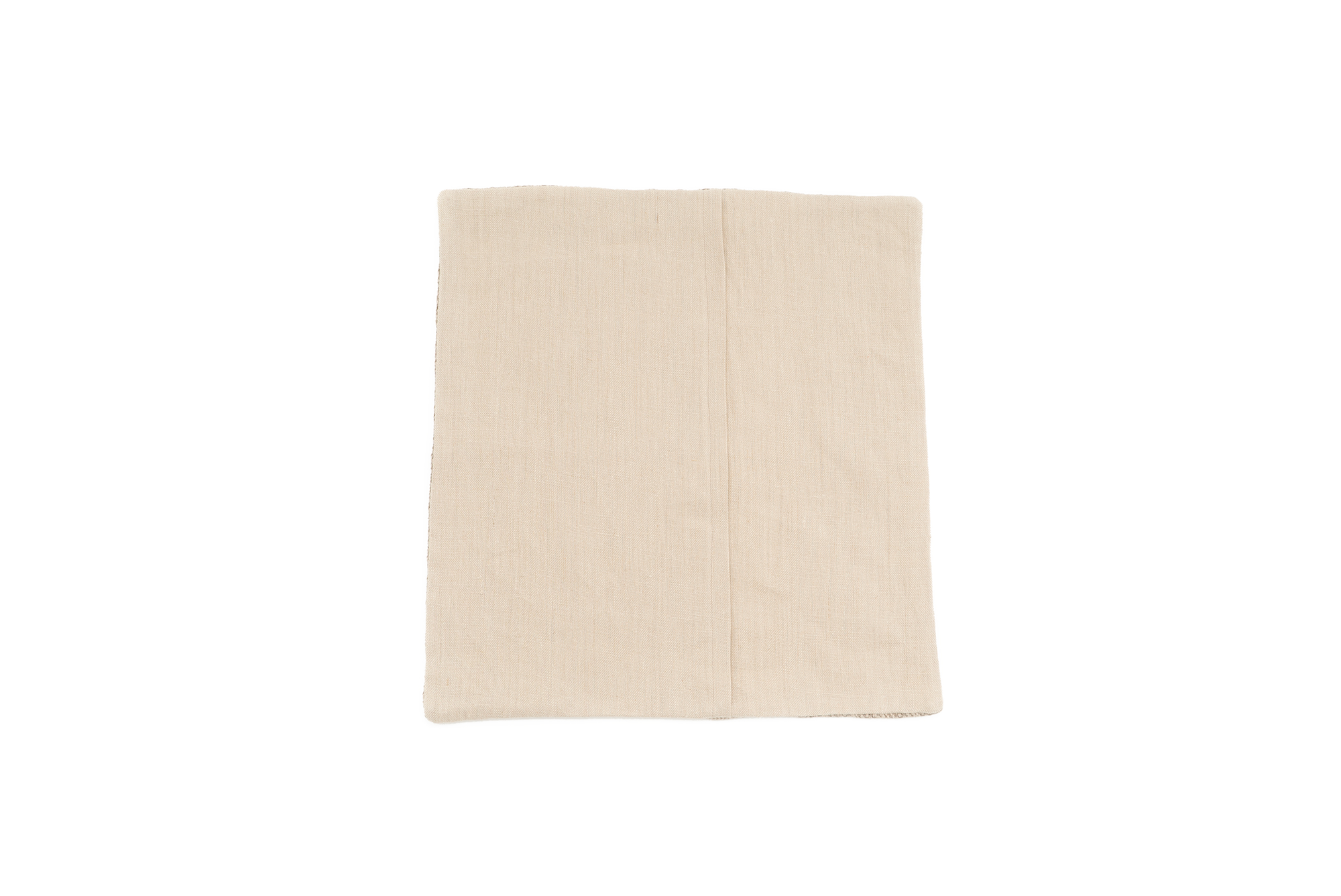Sustainable Romanian hemp pillow case, beige, handcrafted with herringbone texture.