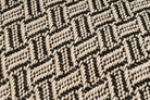 Sustainable hemp pillow cover, handwoven with chevron and herringbone motifs, beige and black.