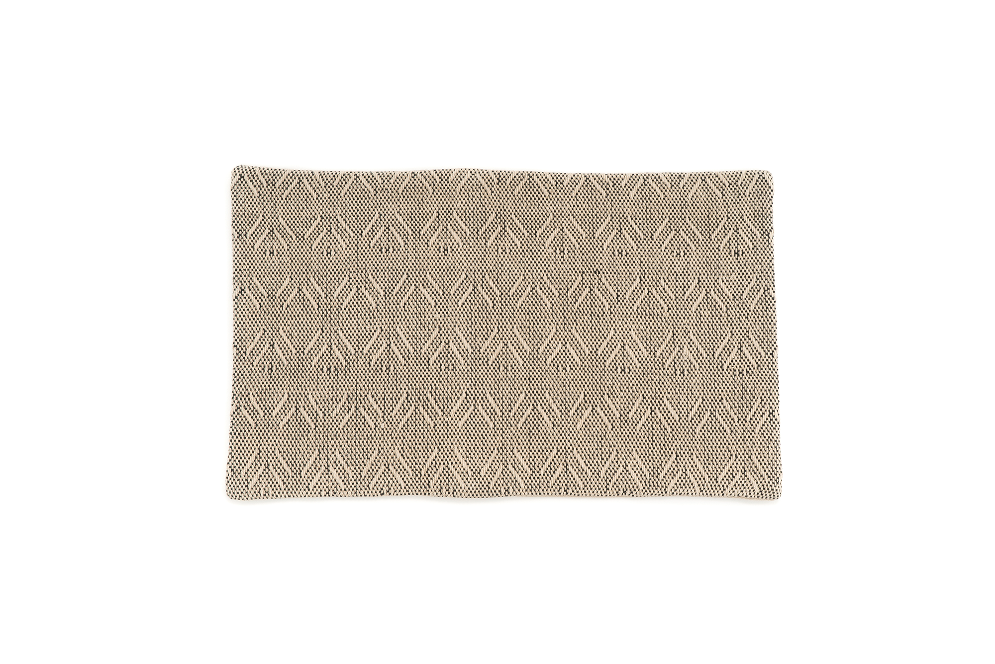 Handwoven hemp pillow case with beige and brown bohemian chevron design.