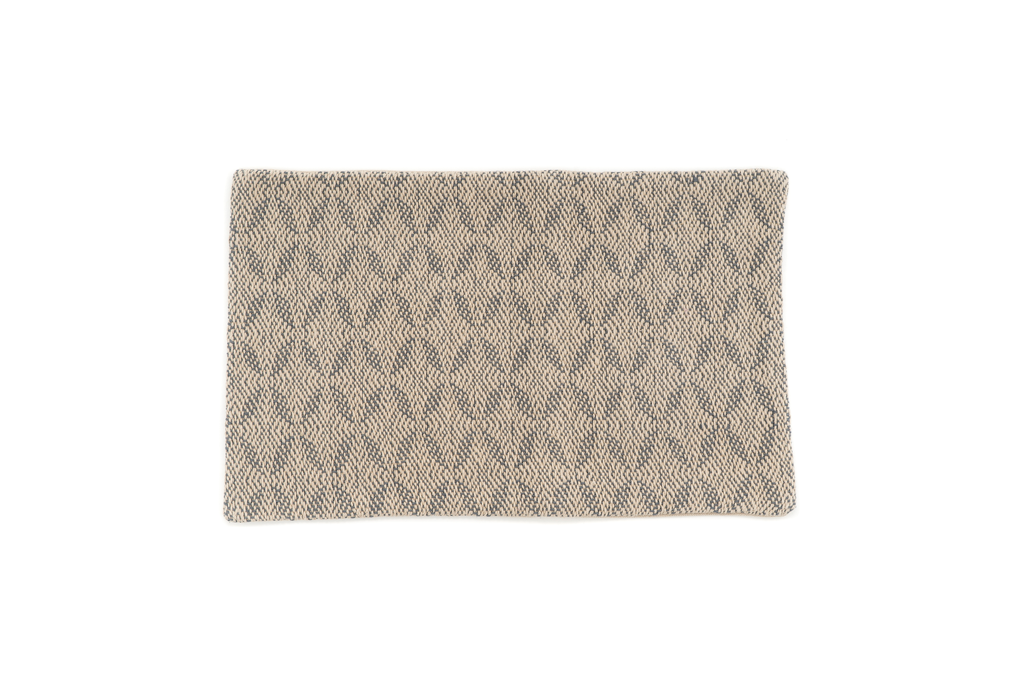 
Handwoven hemp pillow case with rustic chevron pattern in beige and gray, eco-friendly.