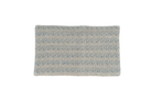Handwoven hemp pillow case with blue and beige lattice pattern, eco-friendly Romanian yarn.