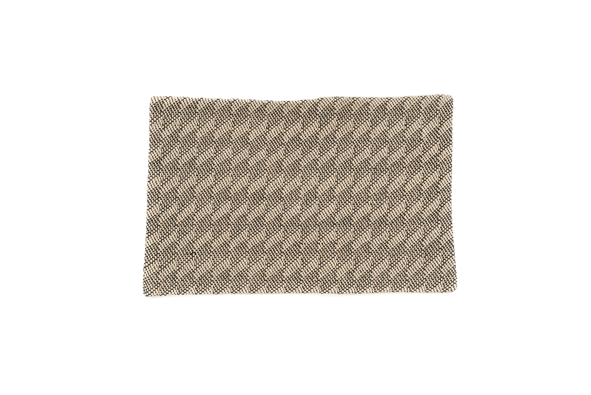 Solstice handwoven hemp pillow case, beige and black herringbone pattern, eco-friendly.
