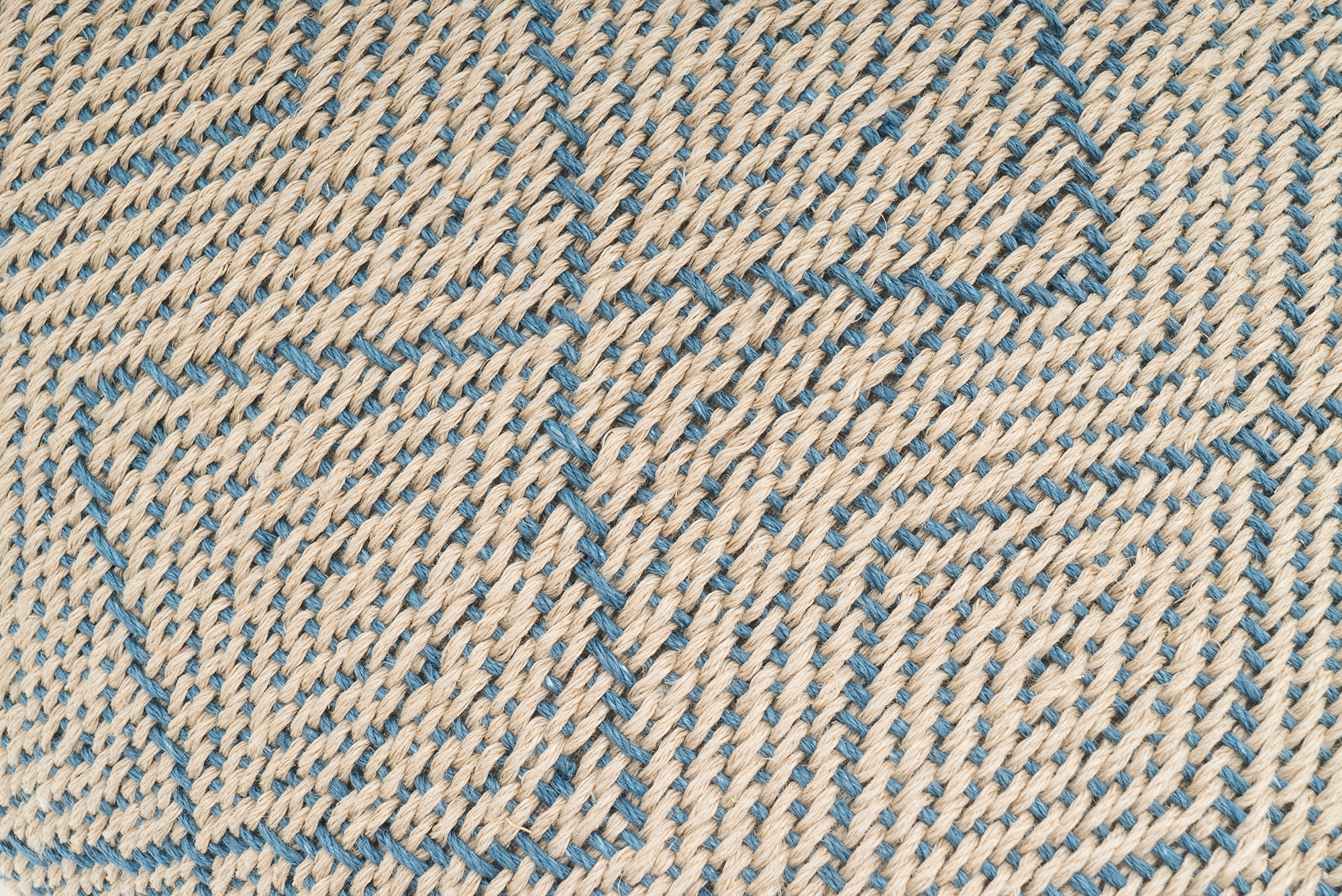 Eco-conscious hemp pillowcase, handcrafted with diamond motifs, beige or blue options.