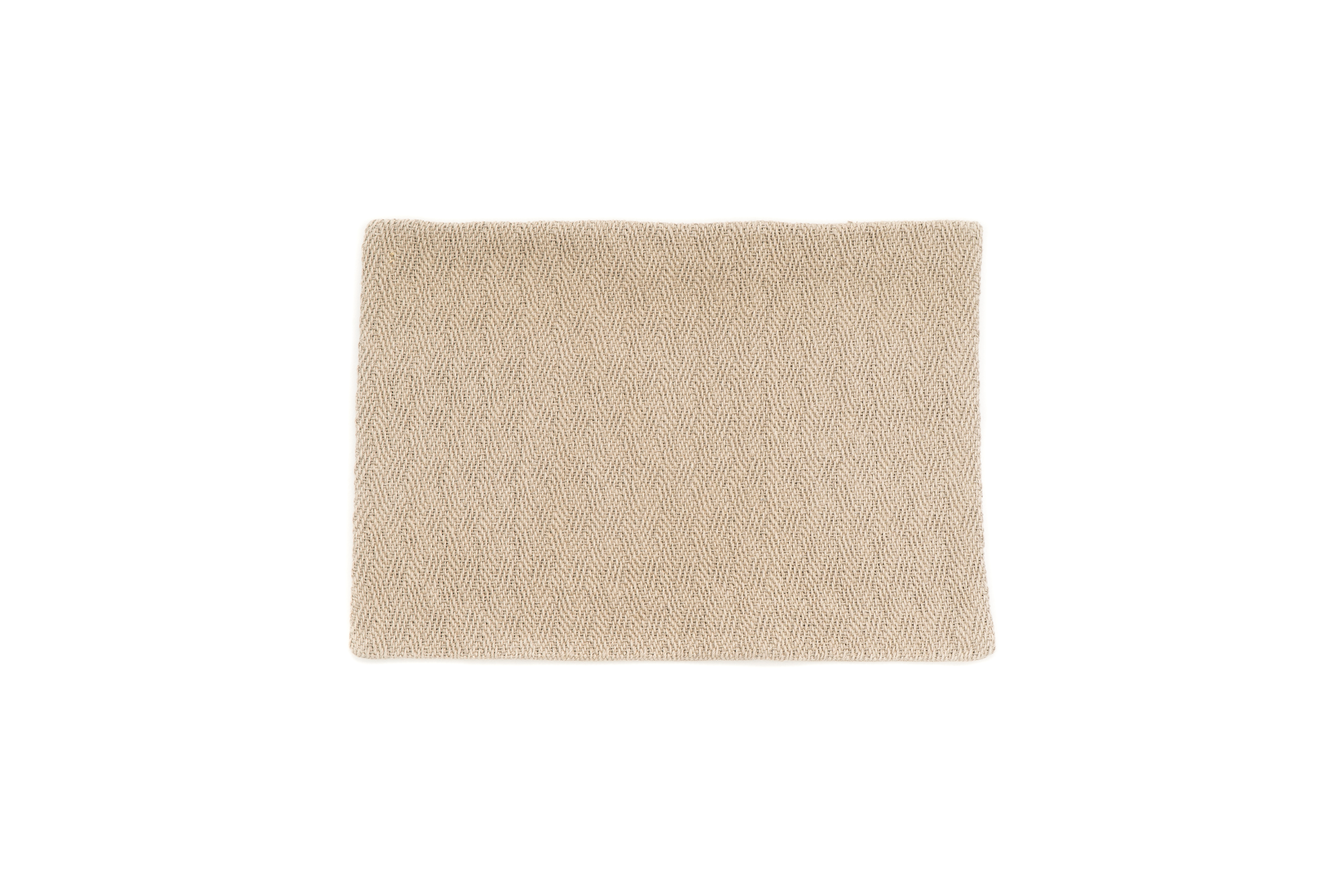 Handwoven hemp pillow case with beige herringbone pattern, eco-friendly and artisan-made.
