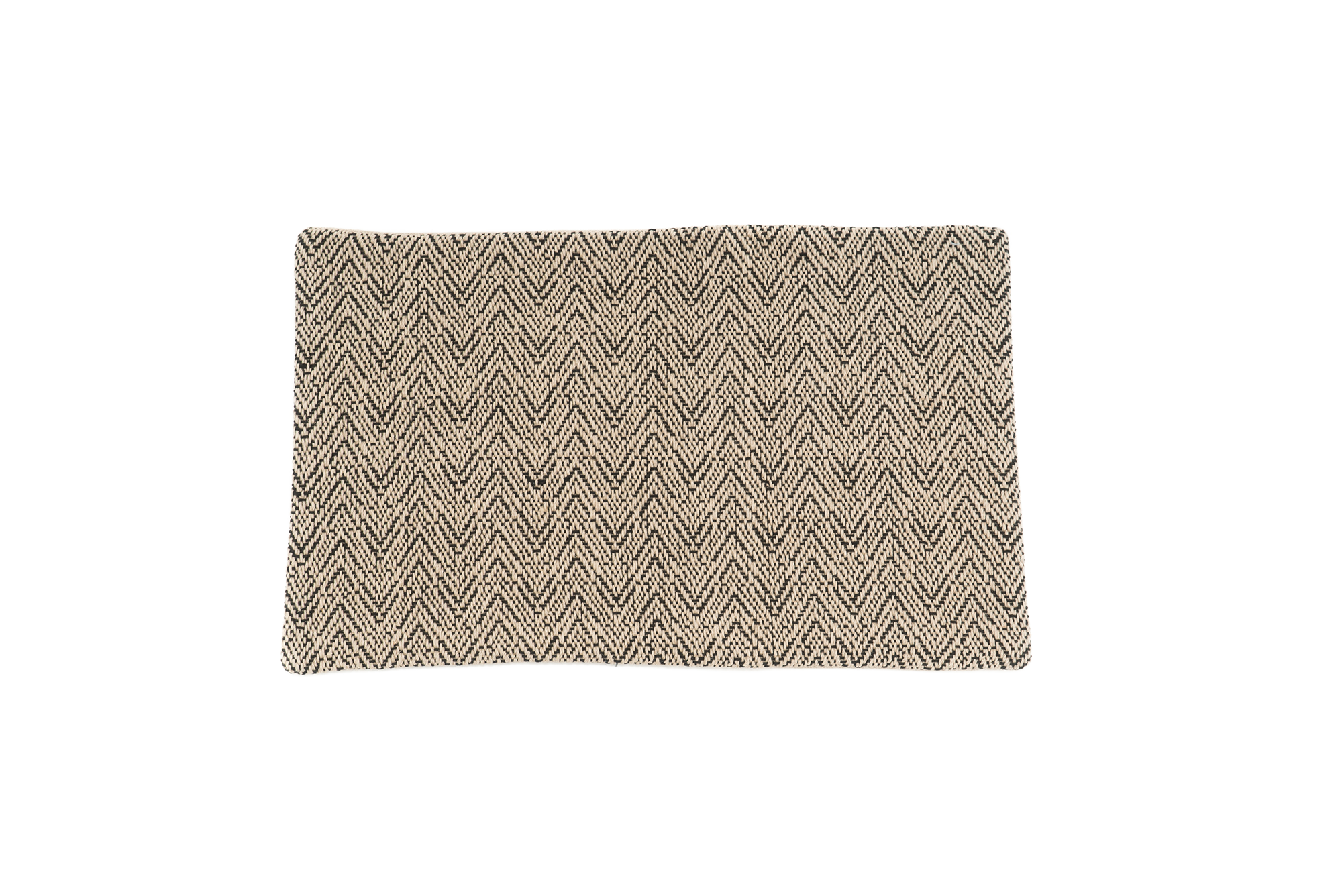 Handwoven hemp pillow case with rustic chevron pattern in beige, eco-friendly.