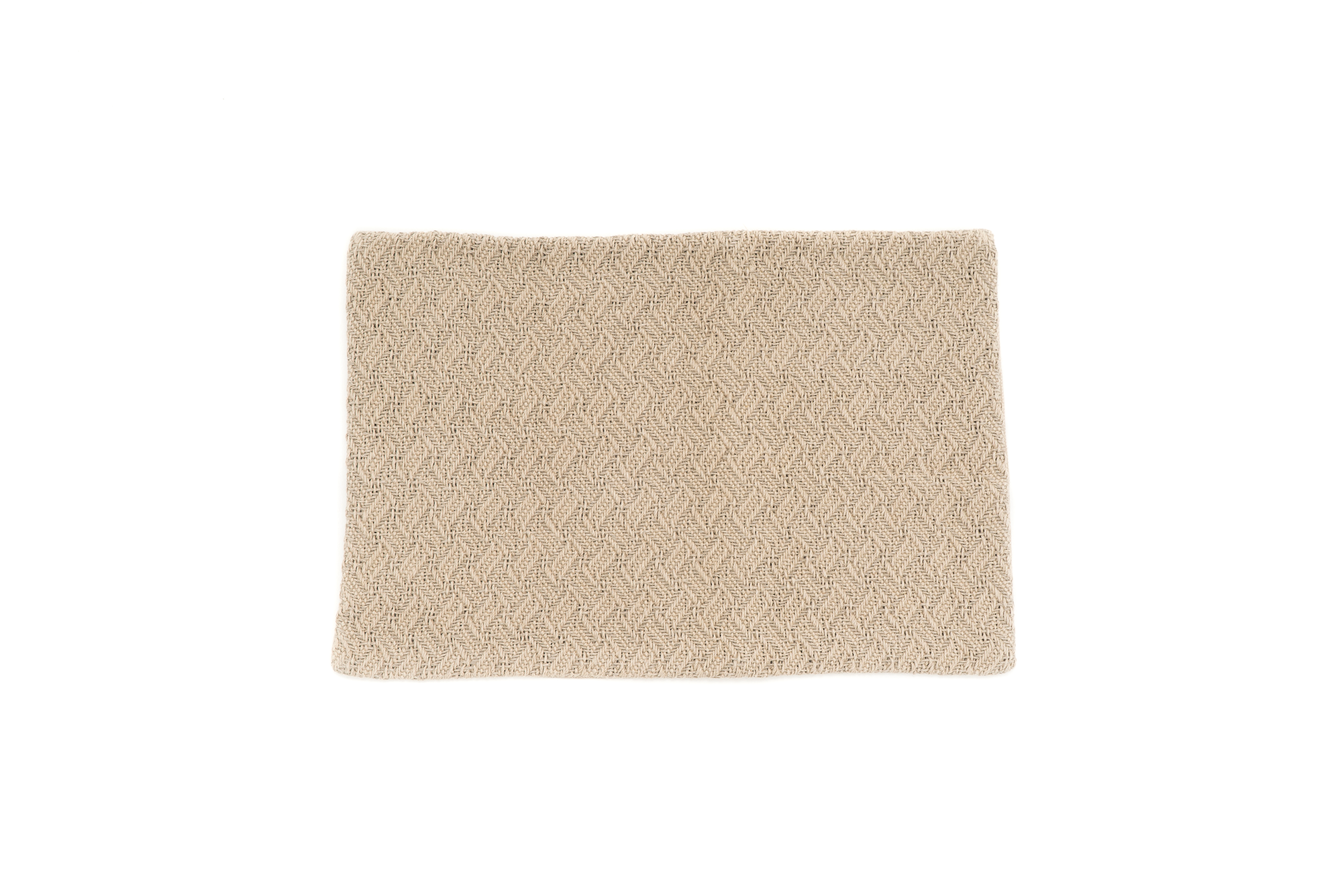 Gwendoline handwoven hemp pillow case, rustic herringbone pattern, beige.