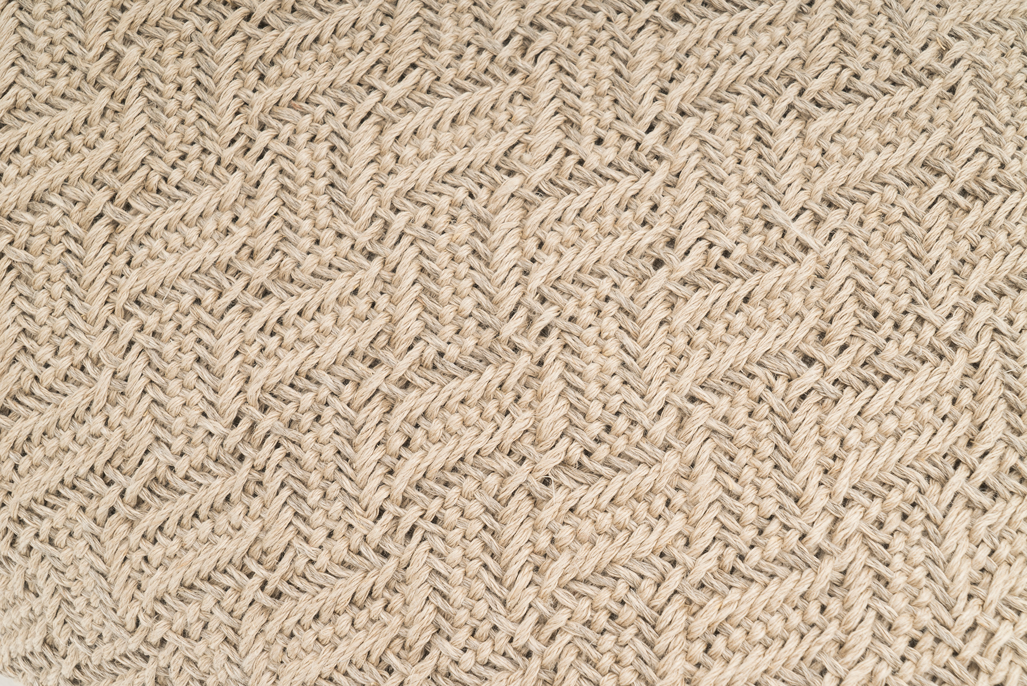 Artisan-crafted Gwendoline hemp pillow cover, textured herringbone, beige.