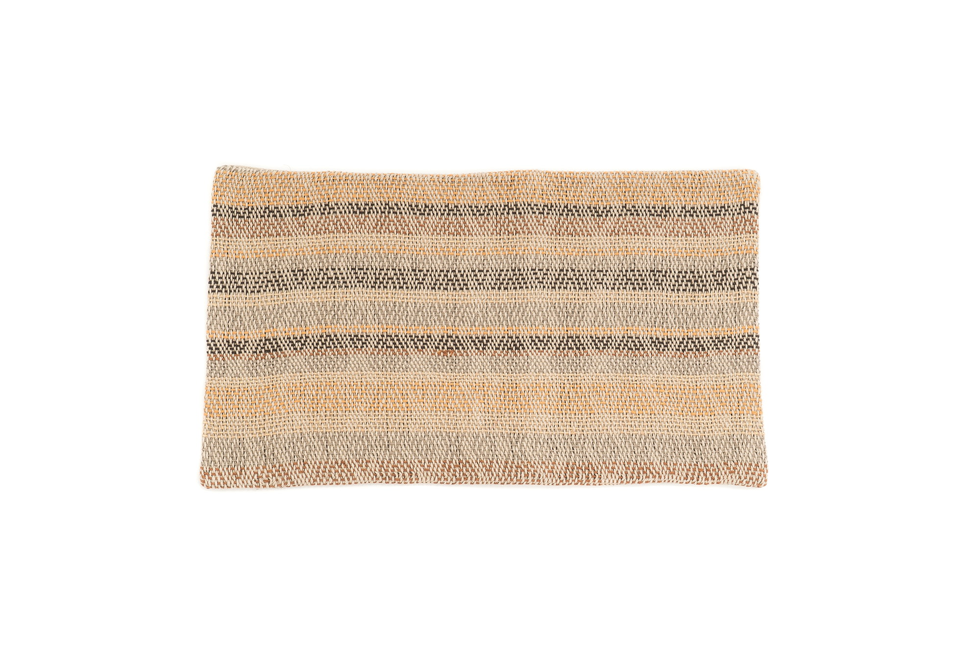 
Emilio handwoven hemp pillow case, striped rustic design in beige, black, and orange.