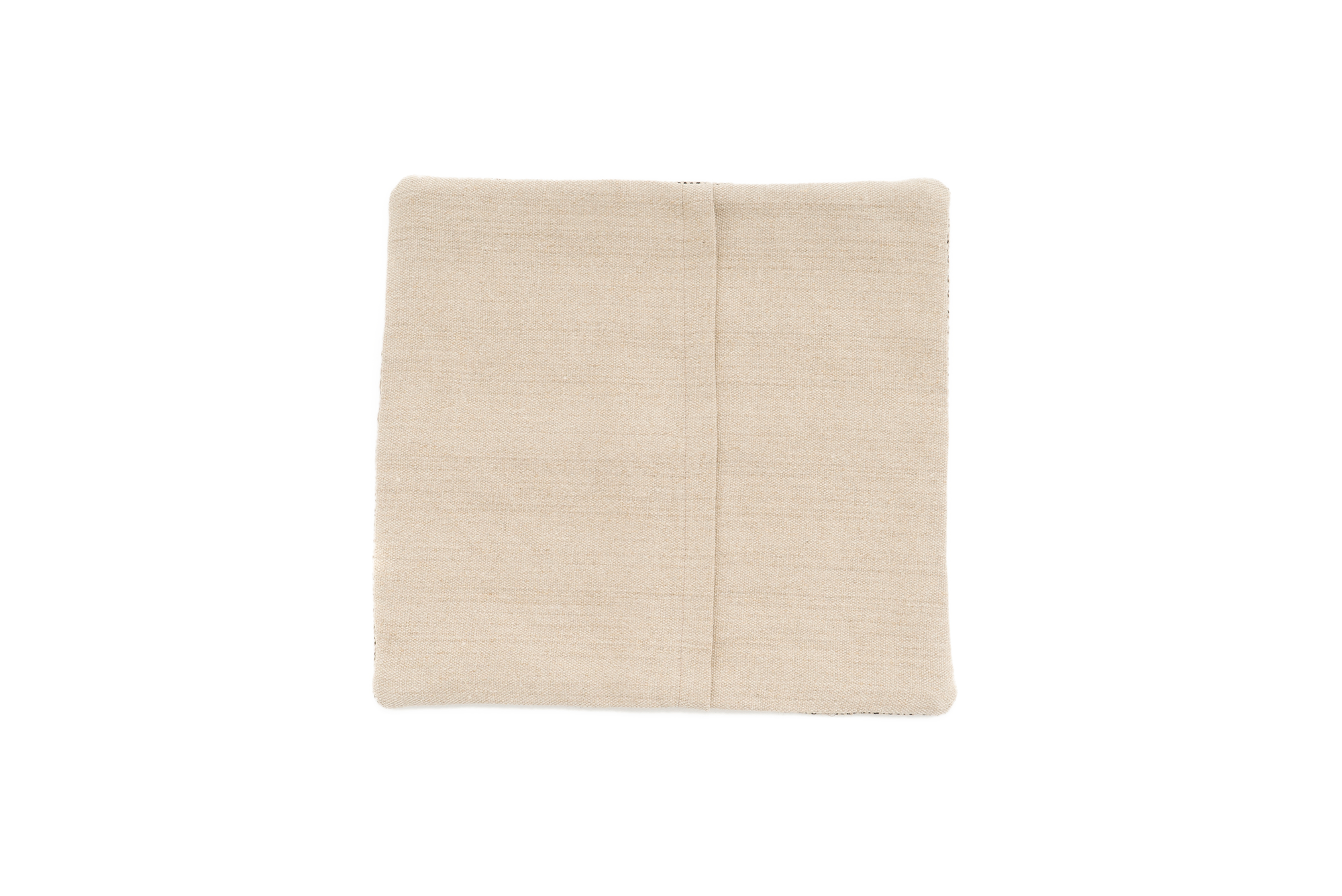 Handmade hemp cushion case, beige chevron pattern, crafted with Romanian yarn.