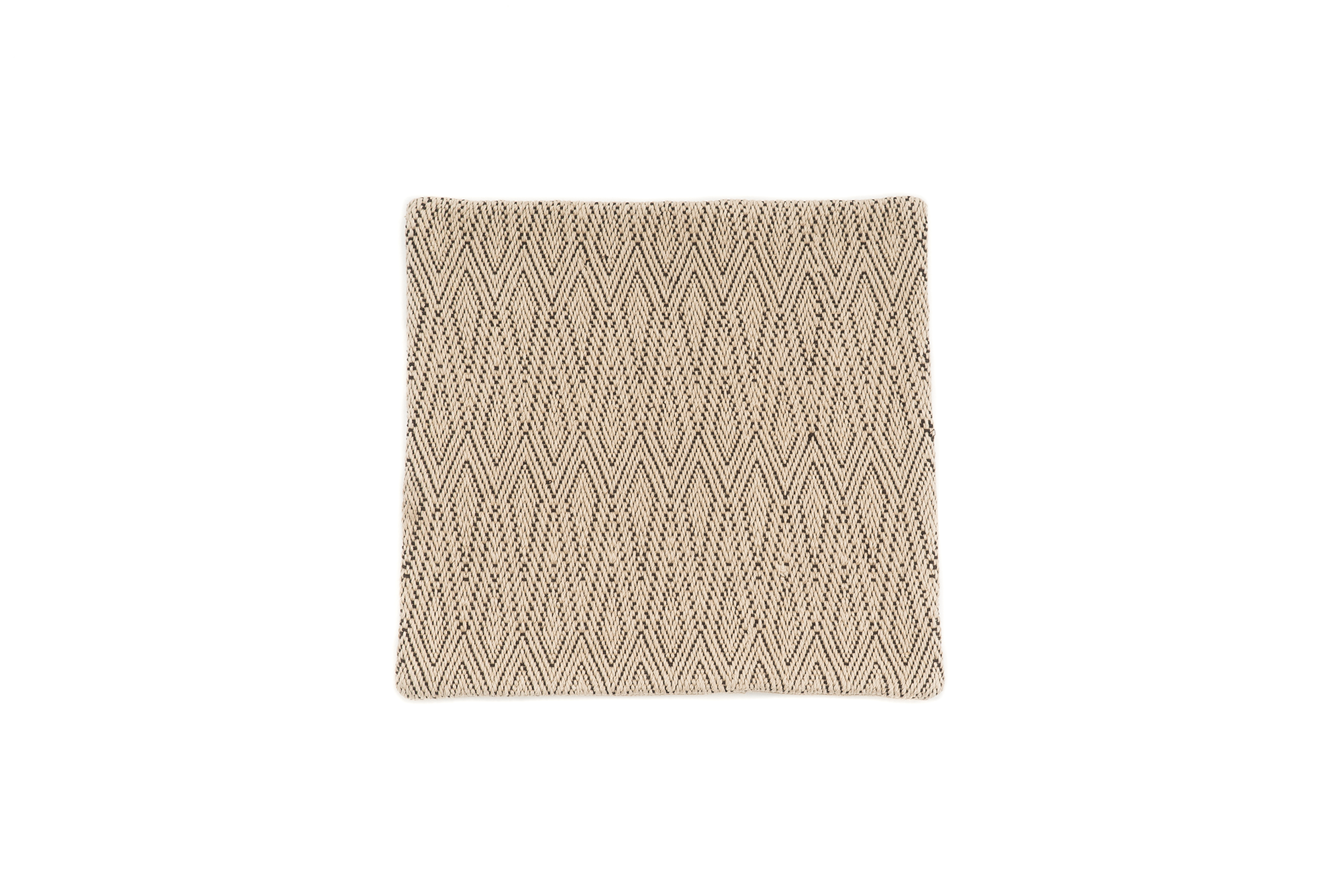 Handwoven hemp pillow case with rustic chevron pattern in beige, eco-friendly artisan craftsmanship.