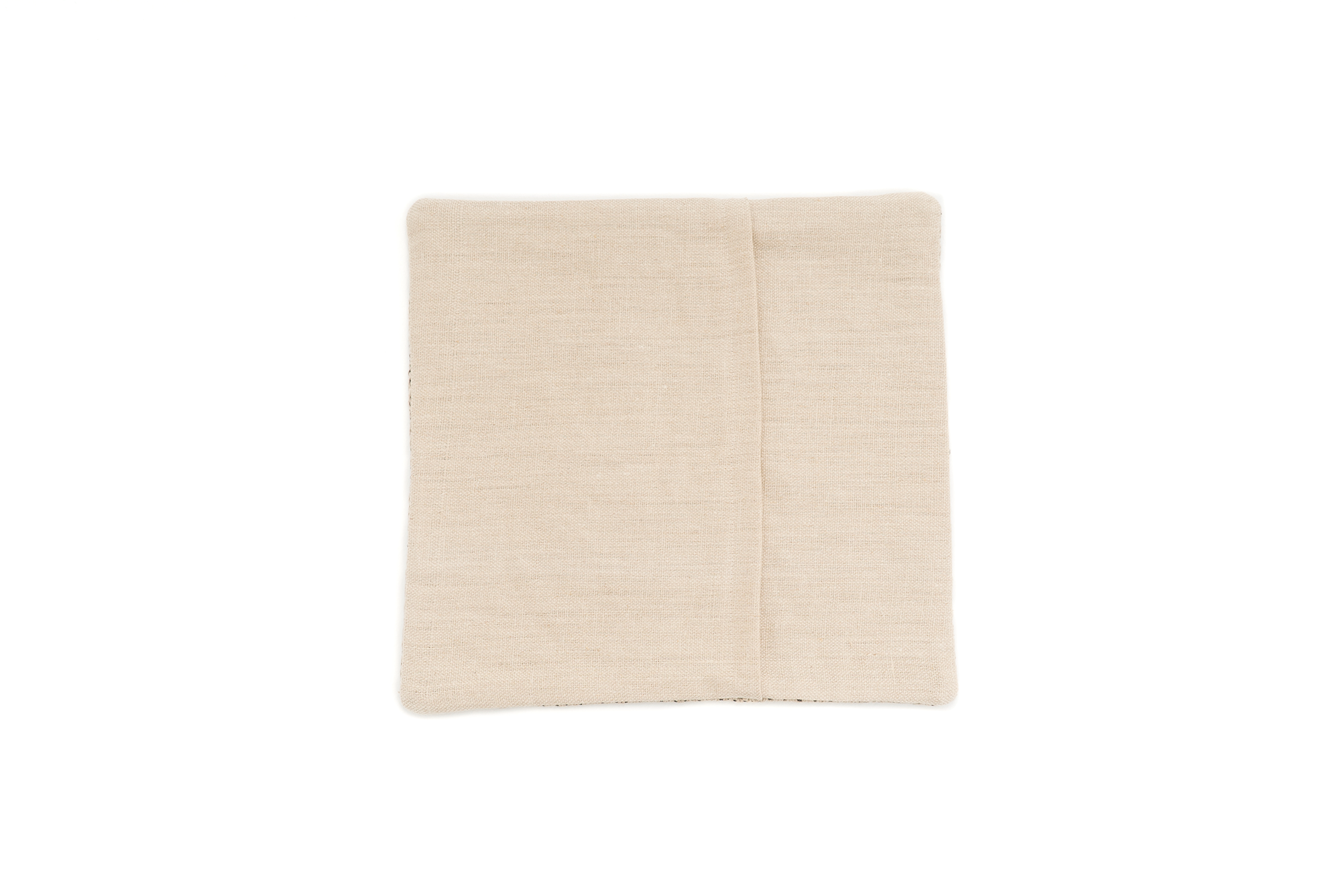 Sustainable hemp cushion case, handwoven with geometric zigzag pattern, beige, eco-friendly.
